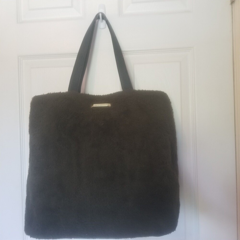 Steve Madden Olive Green Faux Fur Tote Bag Fuzzy Shoulder Bag Magnetic Closure
